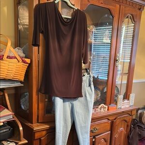 Brown Top and Light Blue Jeans